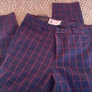 Banana Republic Navy and Red Grid Pants